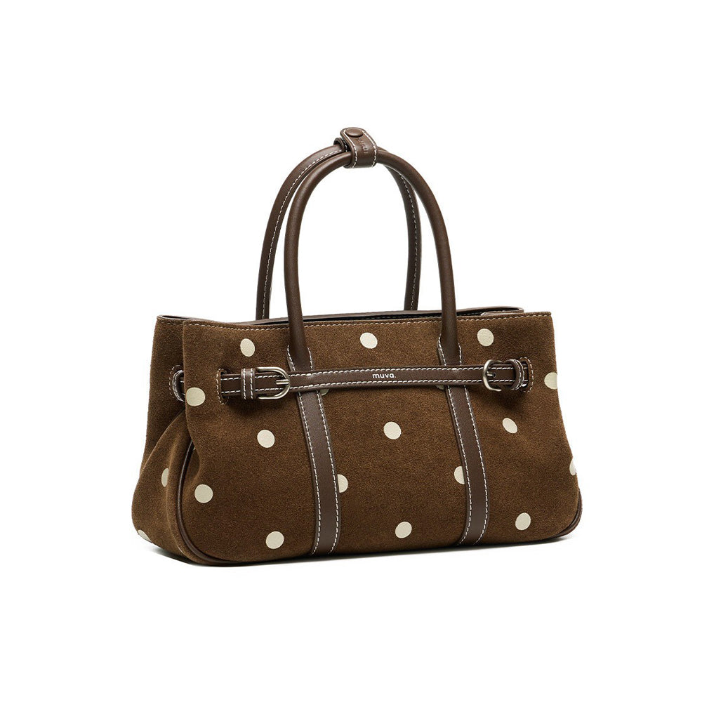 Belted Suede Satchel Bag