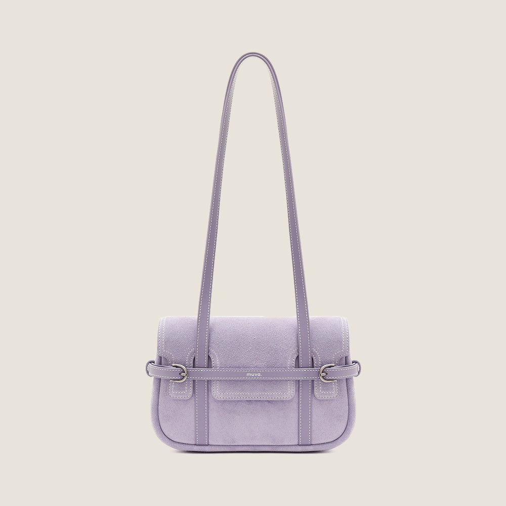 Belted Suede Flap Bag