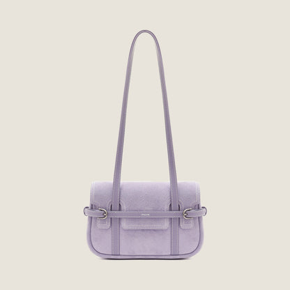Belted Suede Flap Bag