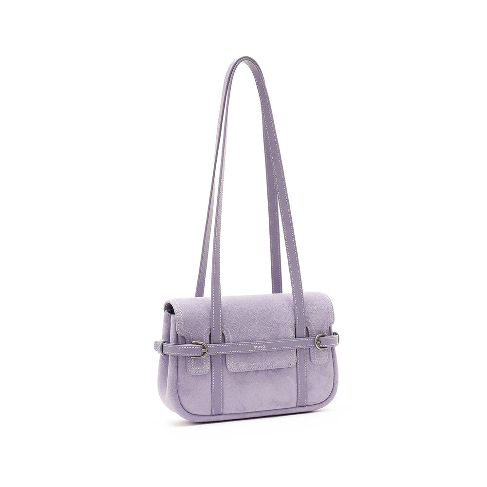 Belted Suede Flap Bag