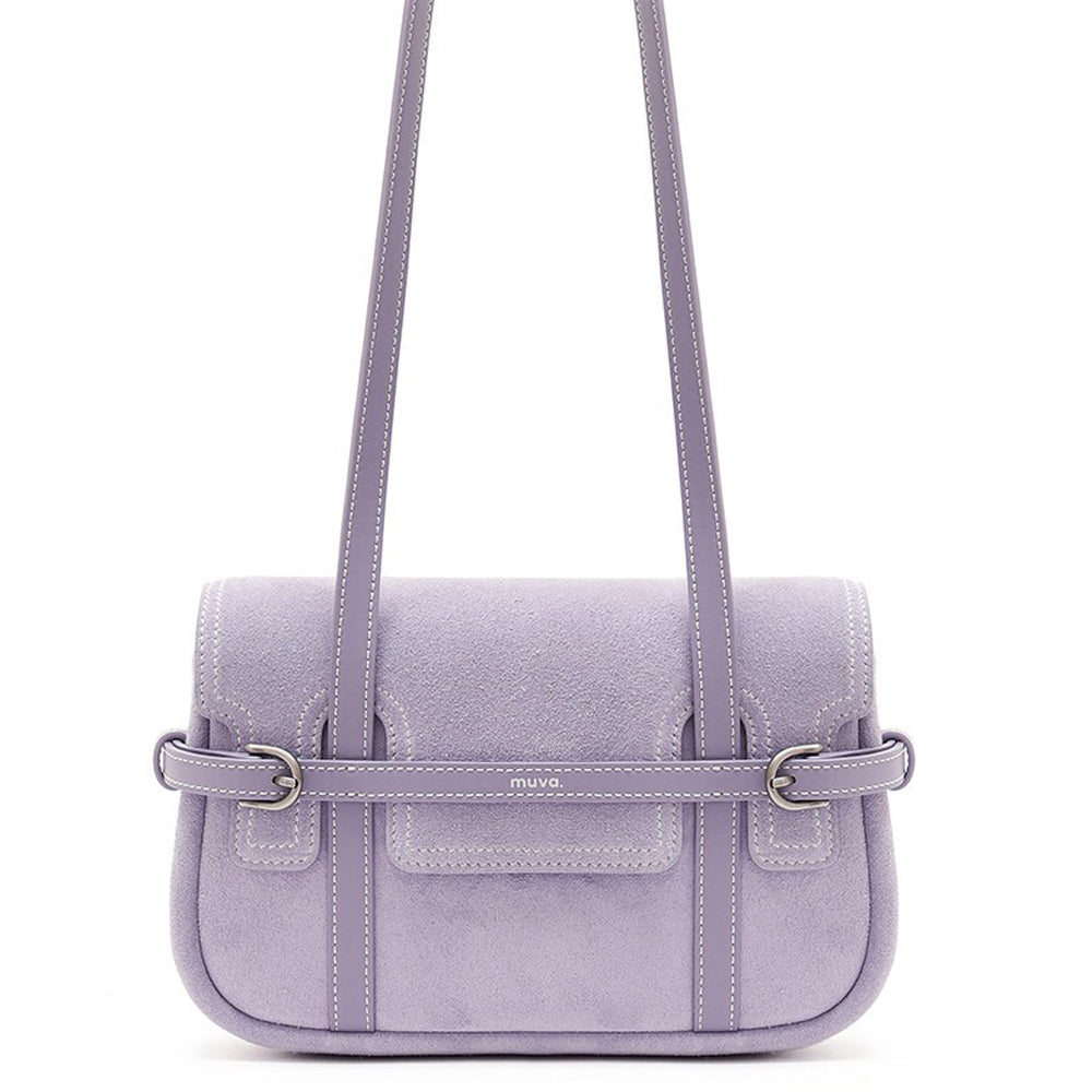 Belted Suede Flap Bag