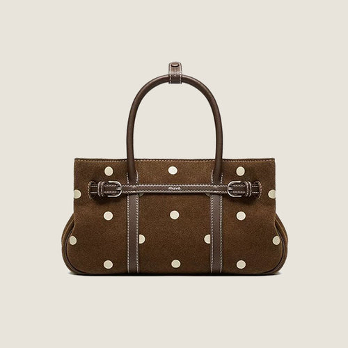 Belted Suede Satchel Bag