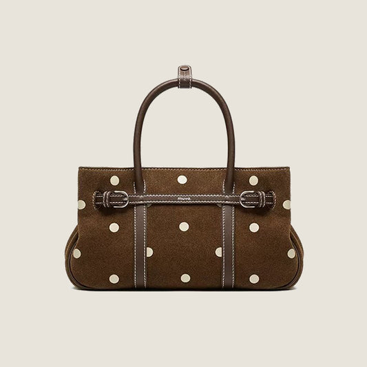 Belted Suede Satchel Bag