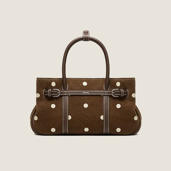 Belted Suede Satchel Bag