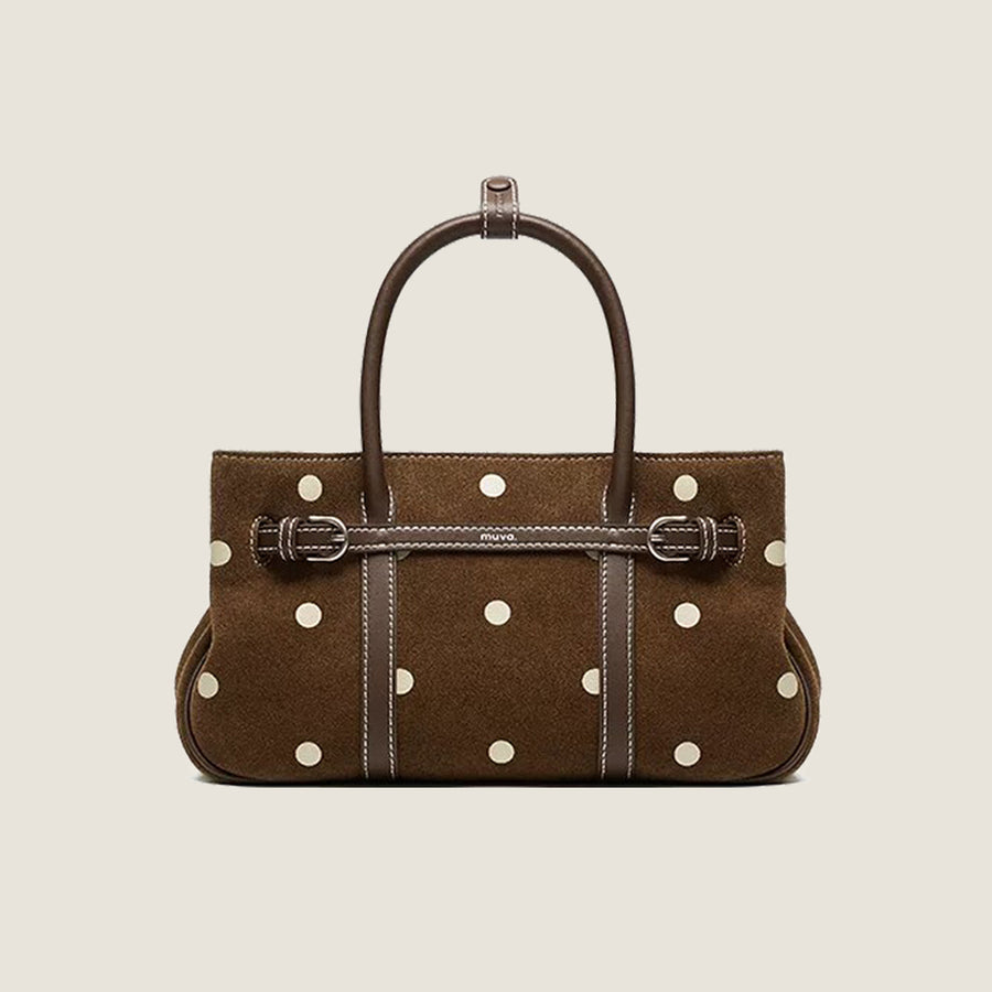 Belted Suede Satchel Bag