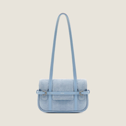 Belted Suede Flap Bag