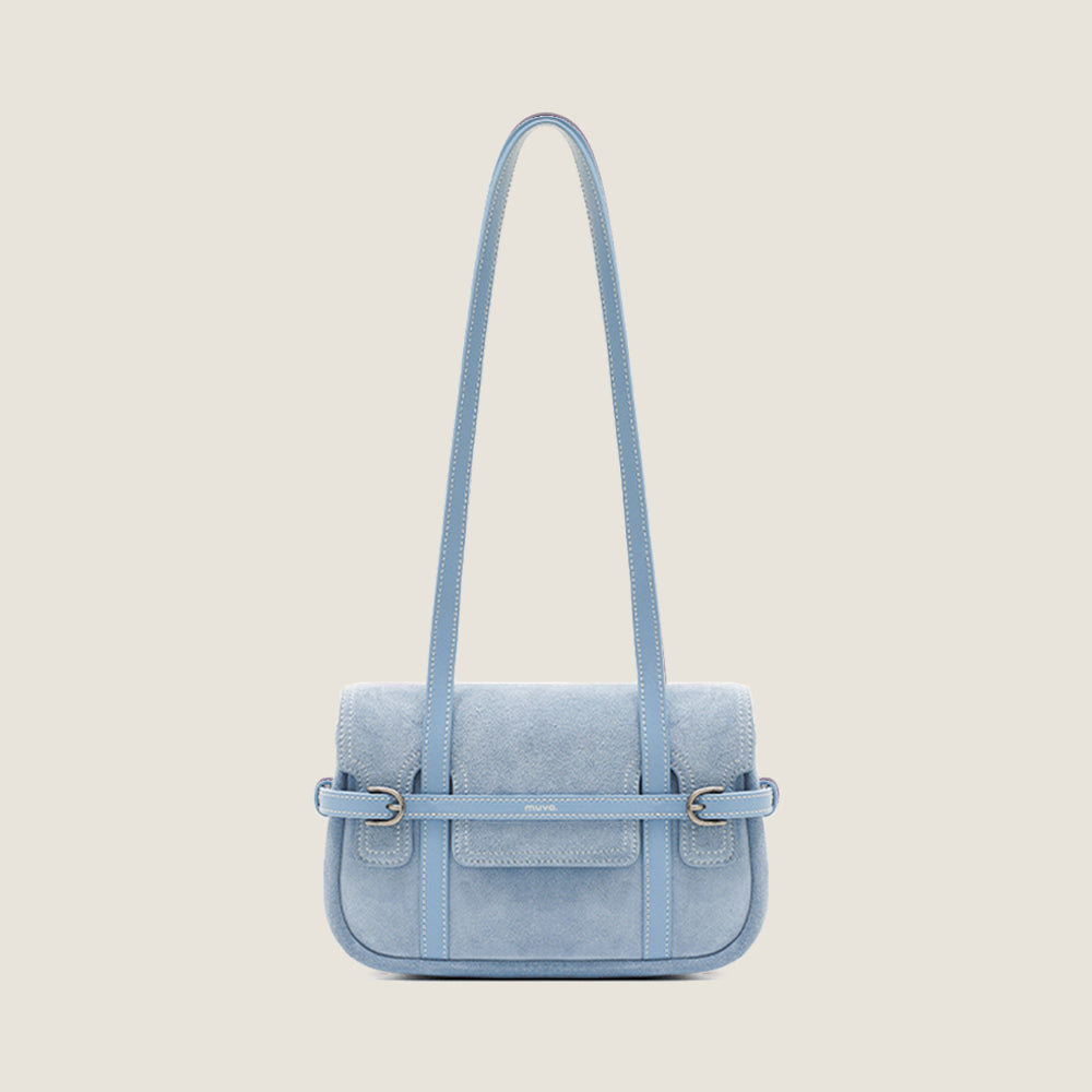 Belted Suede Flap Bag