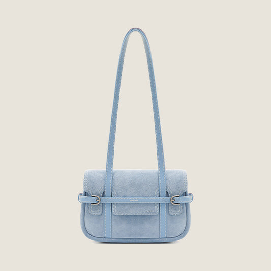 Belted Suede Flap Bag