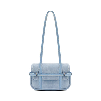 Belted Suede Flap Bag