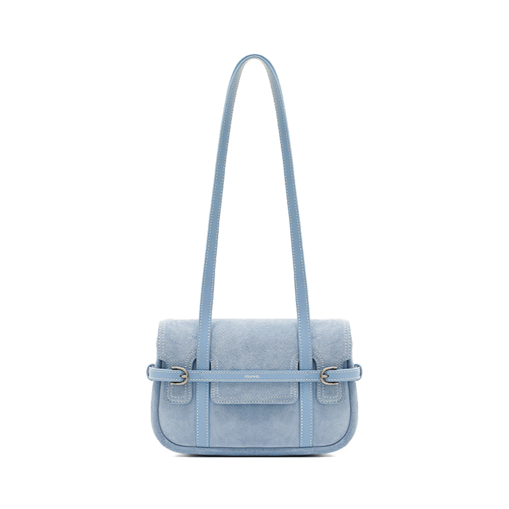 Belted Suede Flap Bag