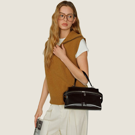 Curved Zip Boston Bag