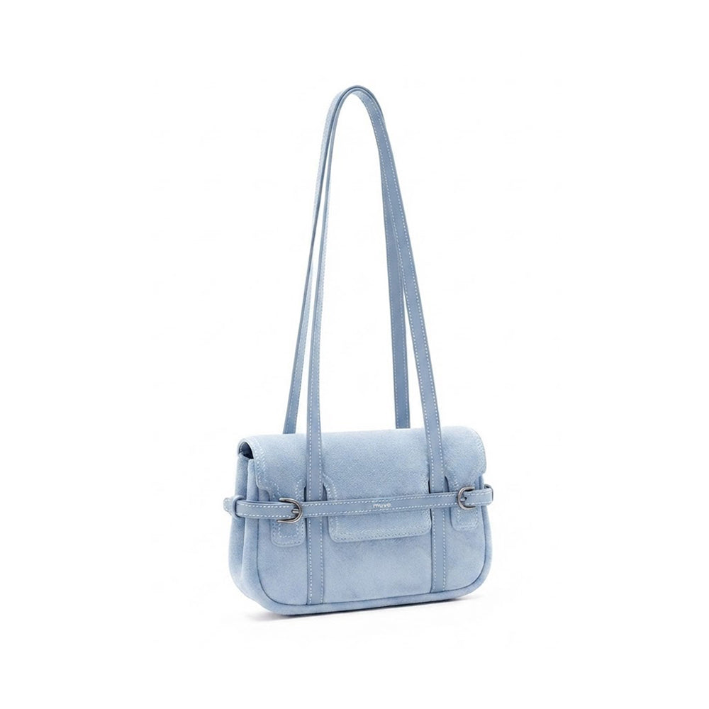 Belted Suede Flap Bag