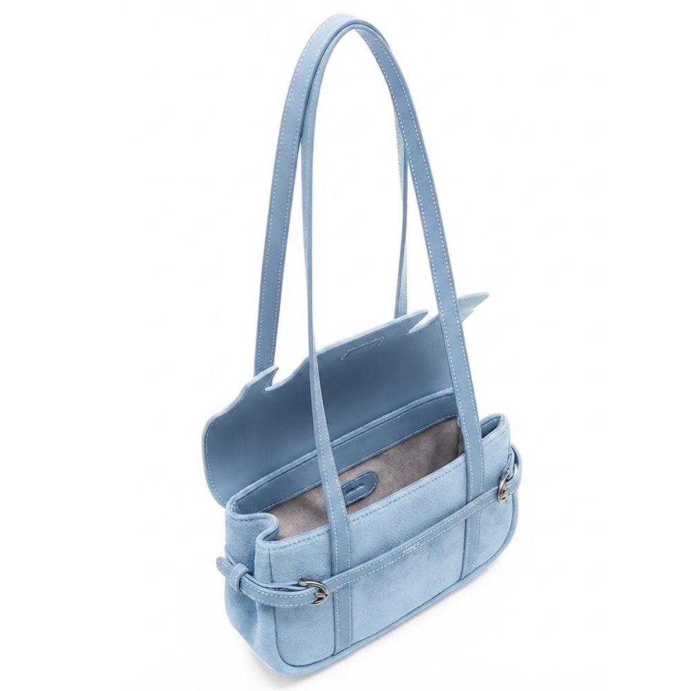 Belted Suede Flap Bag