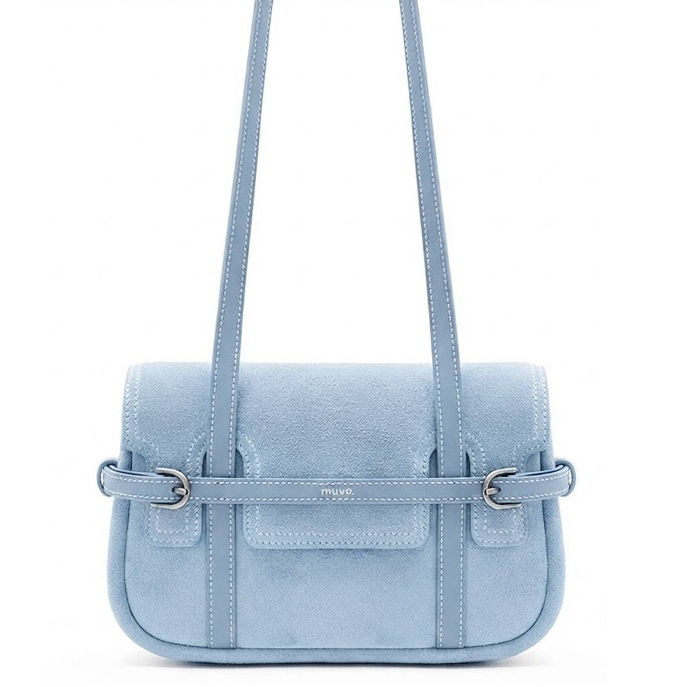 Belted Suede Flap Bag