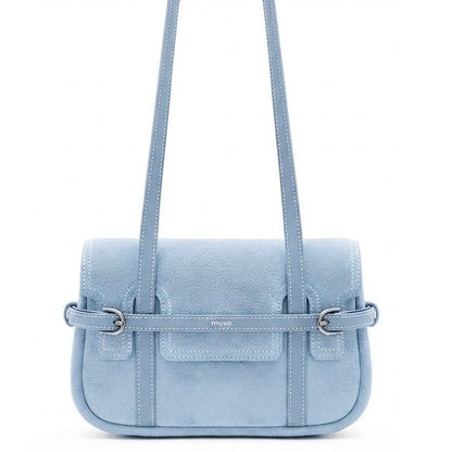 Belted Suede Flap Bag