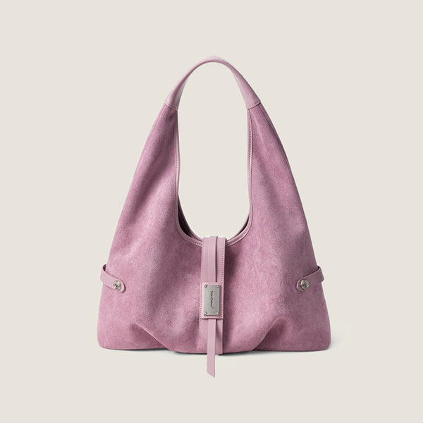Suede Triangle Hobo Bag