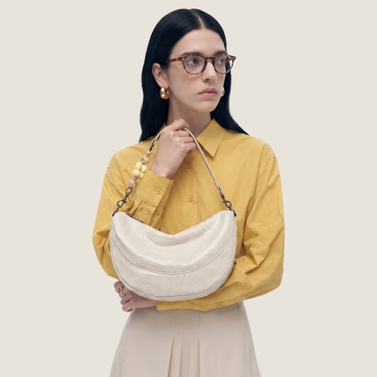 Marble Beads Half-moon Bag