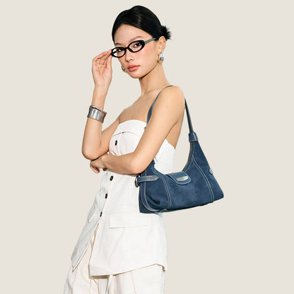 Stitch Suede Hobo Bag